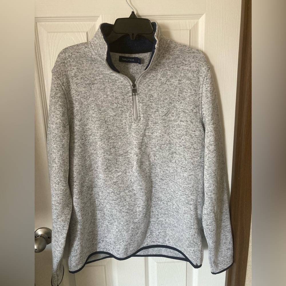 Nautica Men's Zip Up Sweater in Heather Gray